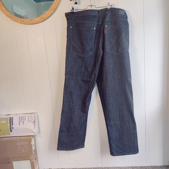 Parish Mens Jean,  Health Wealth & Wisdom Style. SZ 42 Button Fly, Dark Blue - Picture 2 of 7